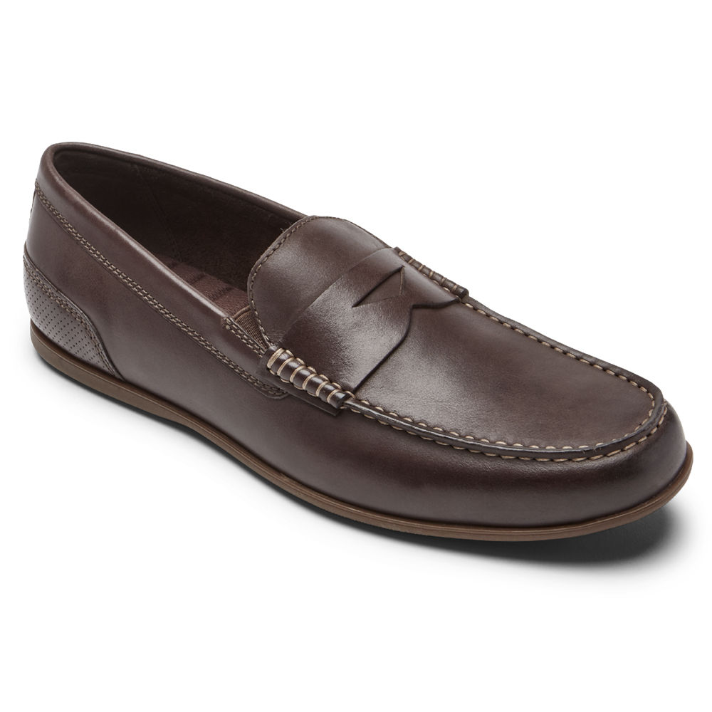 Sapato Vela Rockport Homem Marrom Escuro - Malcom Penny - 74538XKMD